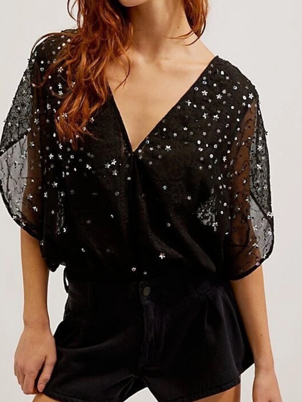 NWT Free People Intimately Black Summer Shine Bodysuit Size XS